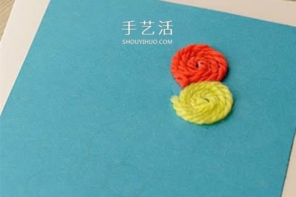 Simple woolen handmade homemade cute Mothers Day flower greeting card