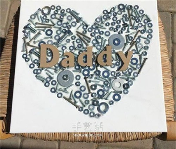 Use nails and spacers! Making interesting Fathers Day love greeting cards