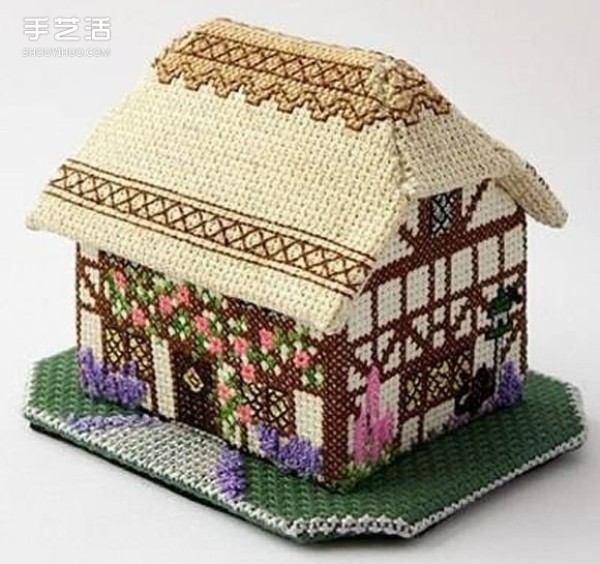 Crochet house model handmade house handicrafts crochet DIY