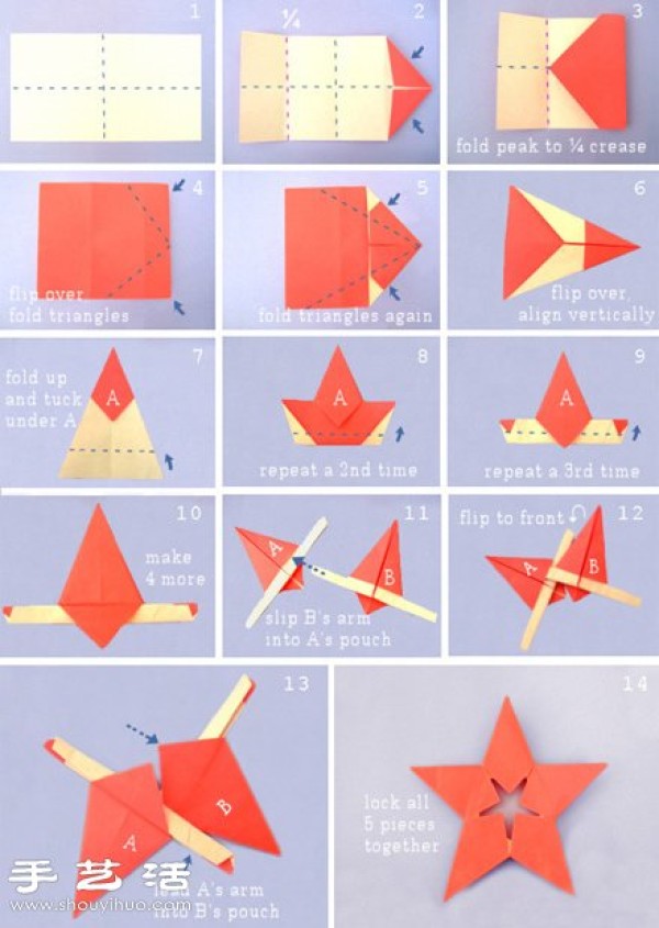 Tutorial on how to fold a five-pointed star and how to fold a five-pointed star