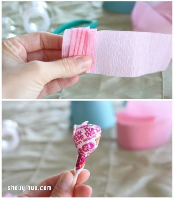 Illustration of how to fold crepe paper flowers, tutorial on how to make crepe paper flowers