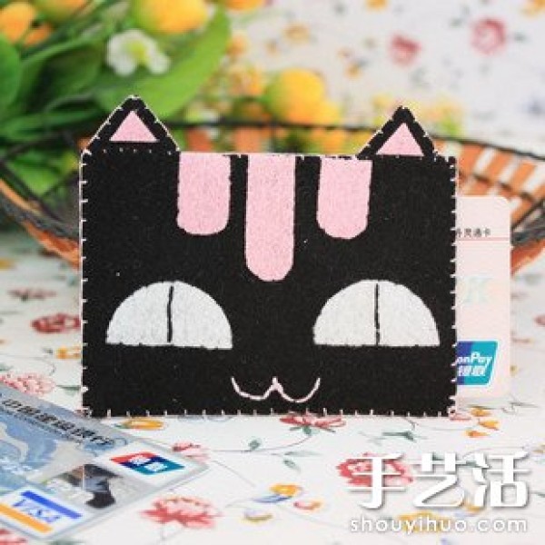 Handmade fabric DIY work: Cat Talk Card Holder (Card Bag)