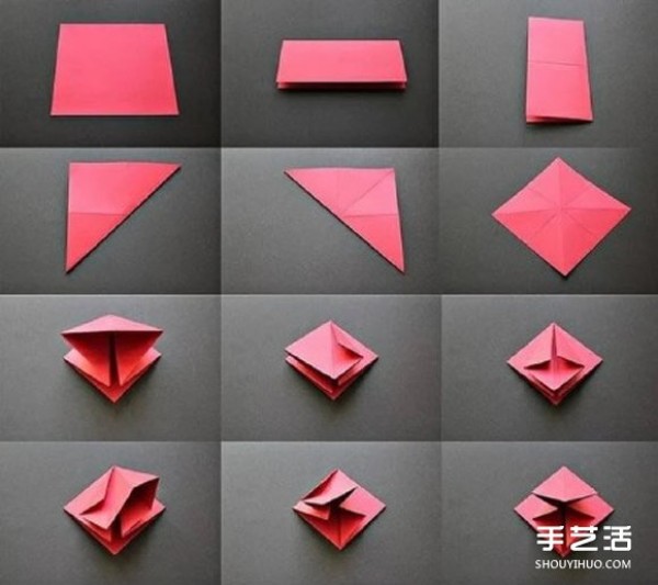 One piece of paper origami Christmas tree, three-dimensional Christmas tree origami illustration