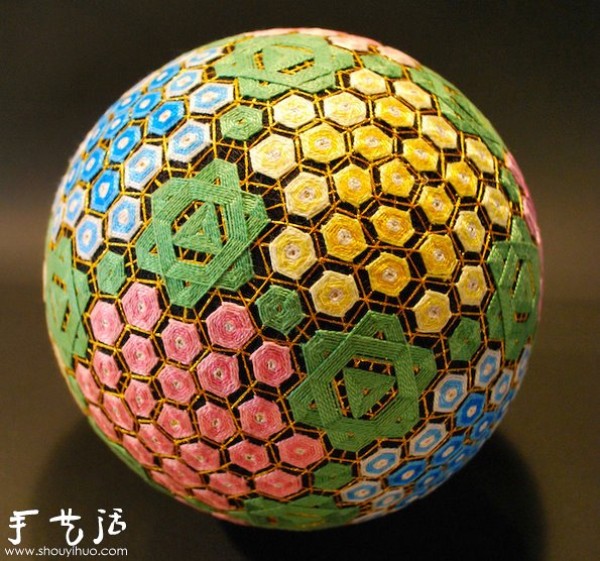 A beautiful temari ball handmade by a 92-year-old grandmother in Japan