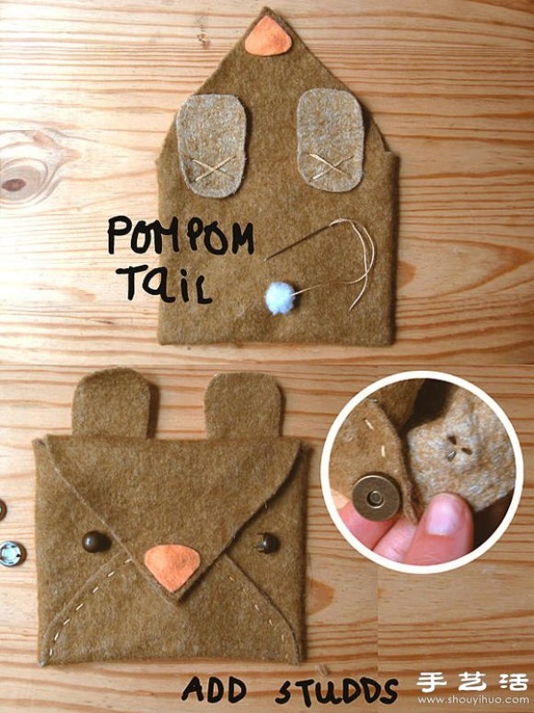 Non-woven fabric tutorial: Handmade cute animal card holder