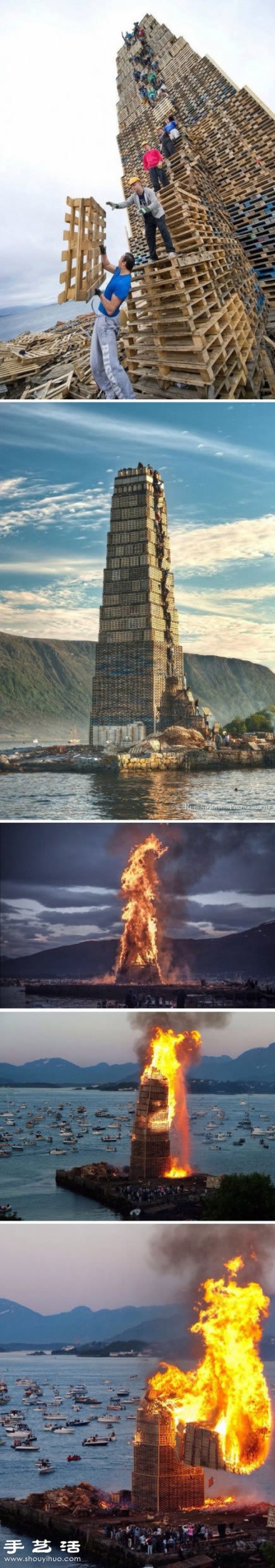 A group of Norwegians built the worlds tallest fire