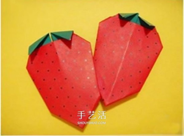 Childrens Origami Strawberry Tutorial with Simple Strawberry Folding Illustrations