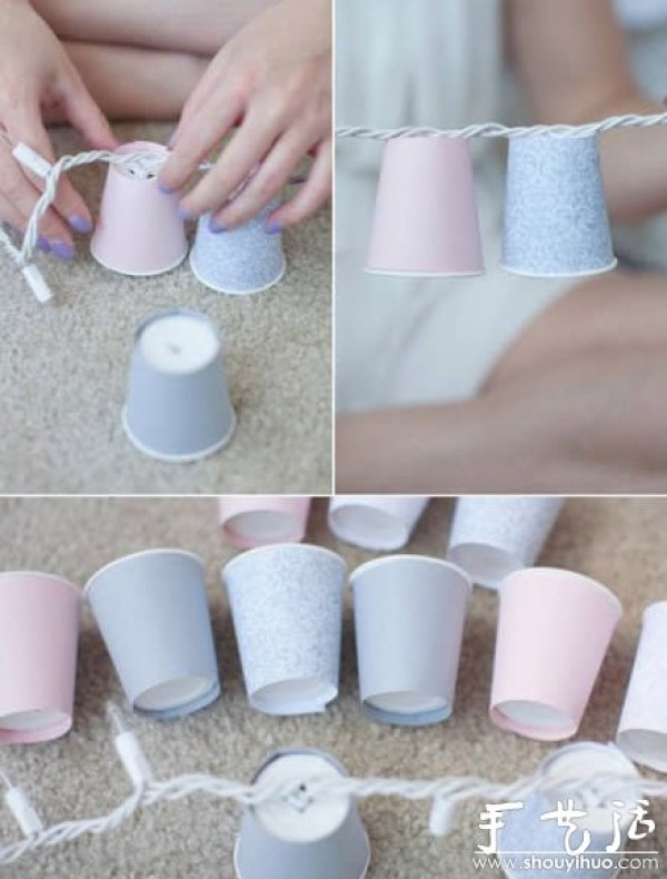 Tutorial on DIY making beautiful lighting from disposable paper cups