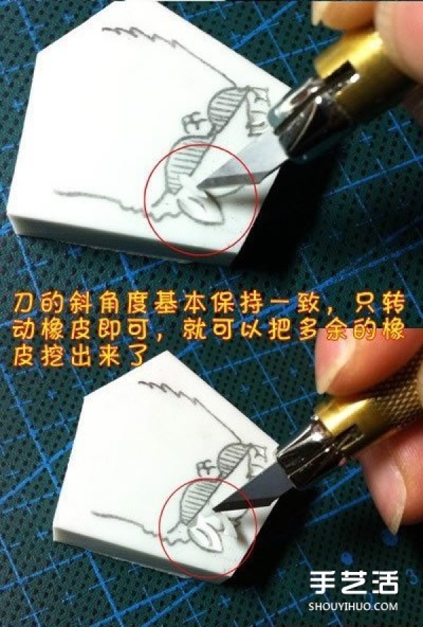 An introductory tutorial on hand-engraved rubber stamps, a basic tutorial on rubber stamps and illustrations