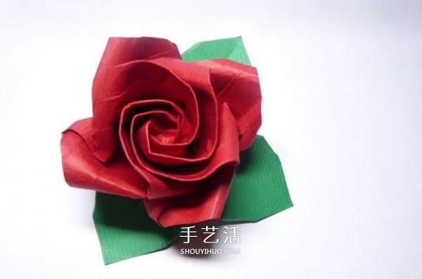 Detailed origami steps of roses, process illustrations of origami roses