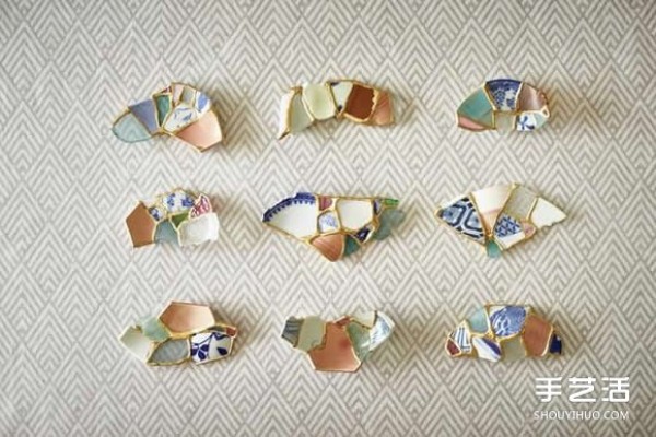 Recycling of broken ceramic pieces and using Japanese Kintsugi to mend memories of the past