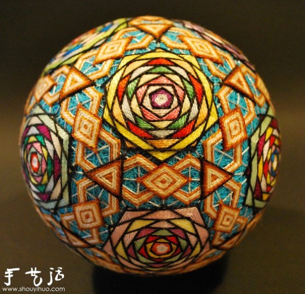 A beautiful temari ball handmade by a 92-year-old grandmother in Japan