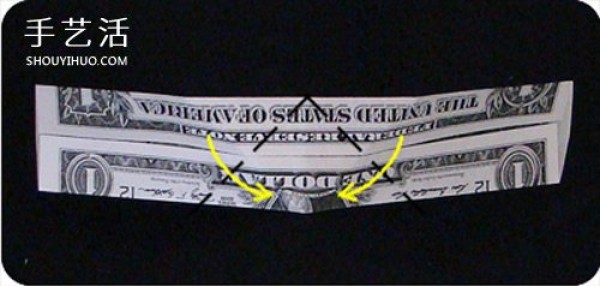 Tutorial of dollar origami ring, folding method of diamond ring with illustrations of banknotes