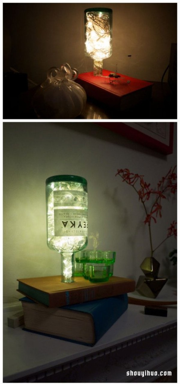 How to use glass bottles and old book waste to DIY dreamy lighting