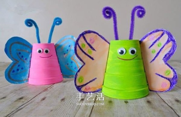 How to make butterflies from disposable paper cups. They are so chubby and cute! 