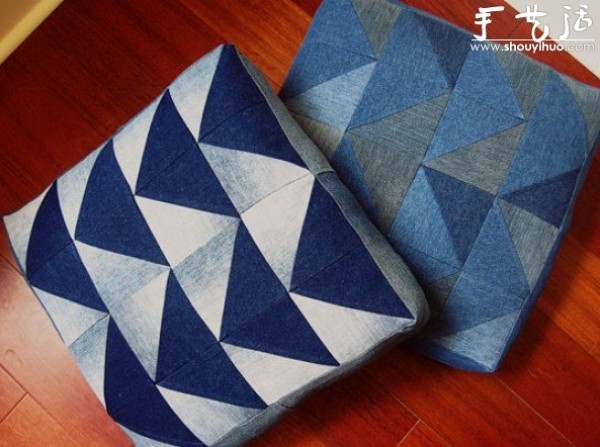 Tutorial on how to repurpose old jeans into patchwork cushions or cushions