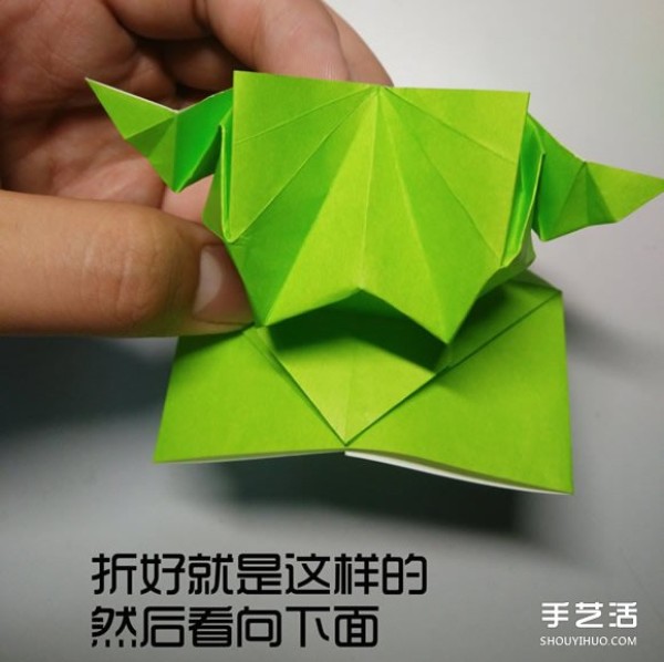 Three-dimensional duck origami step-by-step drawing and duck folding tutorial illustration