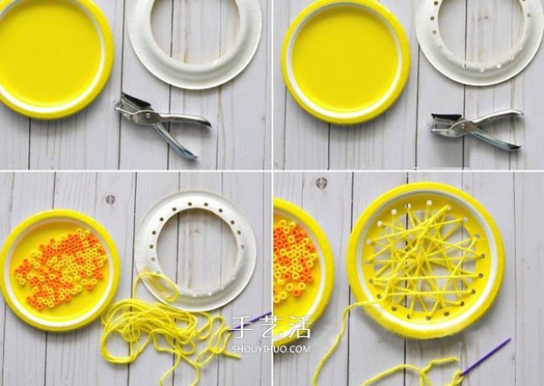 Kindergarten handmade sun tutorial, simple paper plate sun making picture