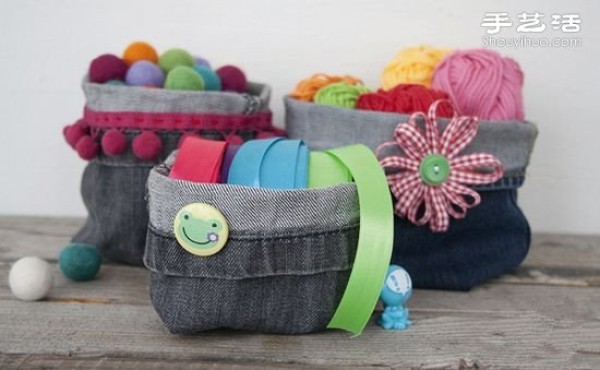 Jeans transformation DIY handmade beautiful storage basket