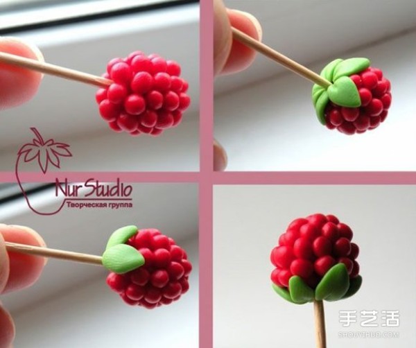 The method of making cute raspberries with ultra-light clay is very simple and easy to learn