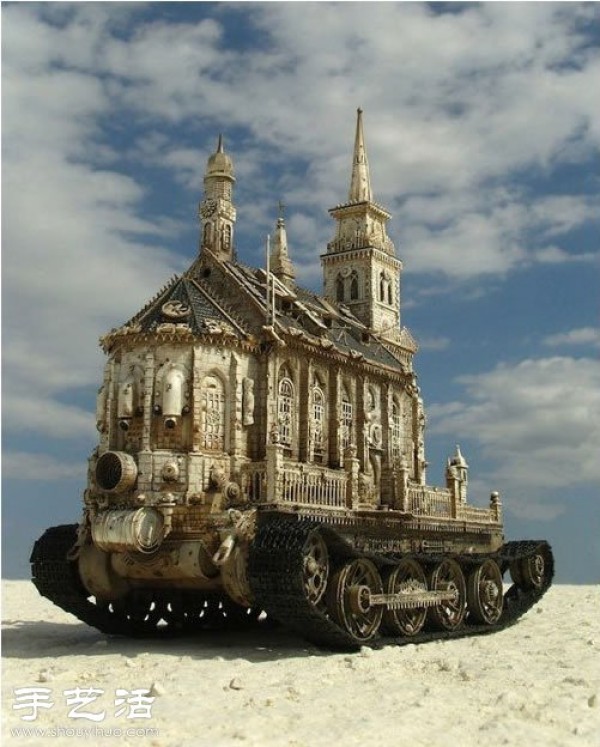 Shocking sculpture - the church on the tank