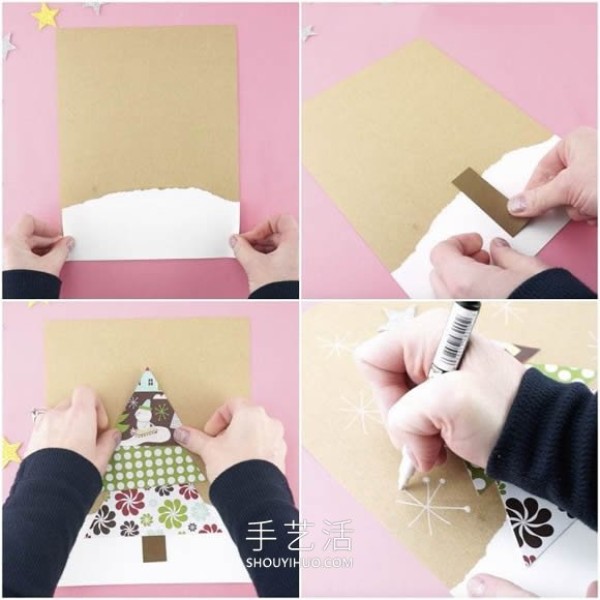 Tutorial on how to make handmade Christmas tree cards in kindergarten