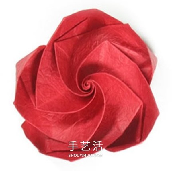 How to fold a five-petal rose and illustrate the steps for origami a five-petal rose