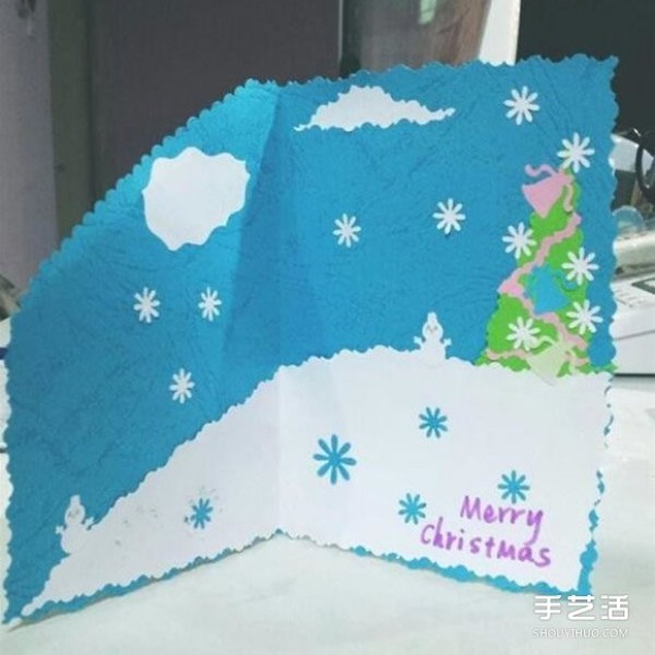 Handmade homemade Christmas greeting card pictures, simple Christmas greeting card making illustrations