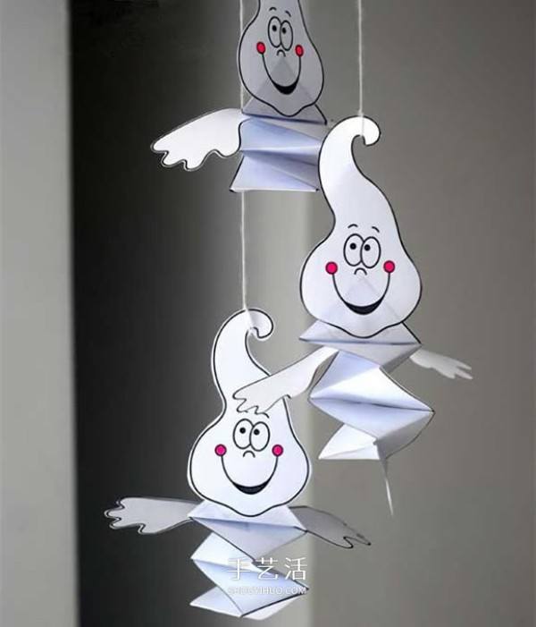 How to make cartoon ghost wind chimes and make simple Halloween paper wind chimes