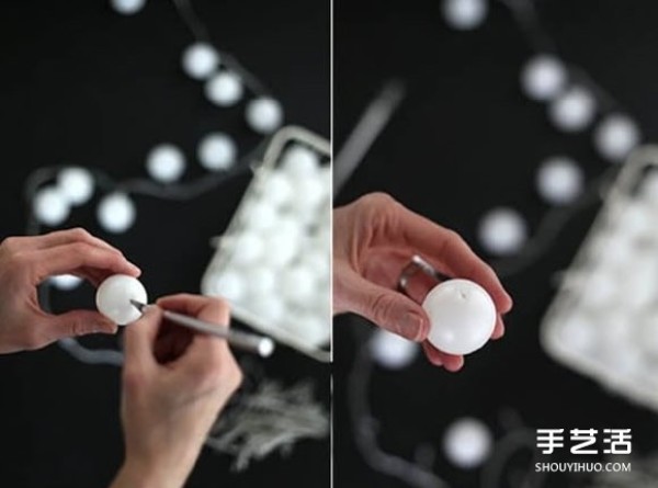 Romantic night light production process, table tennis handmade lighting pictures