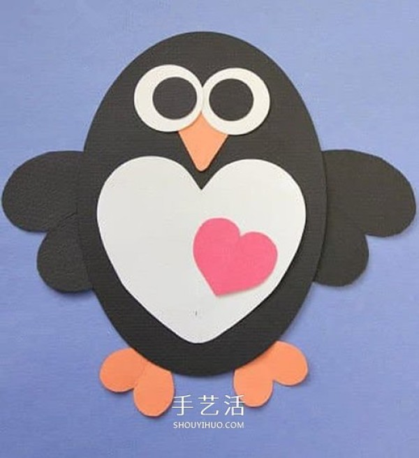 How to make a simple New Years greeting card, use cardboard to collage a cartoon penguin greeting card