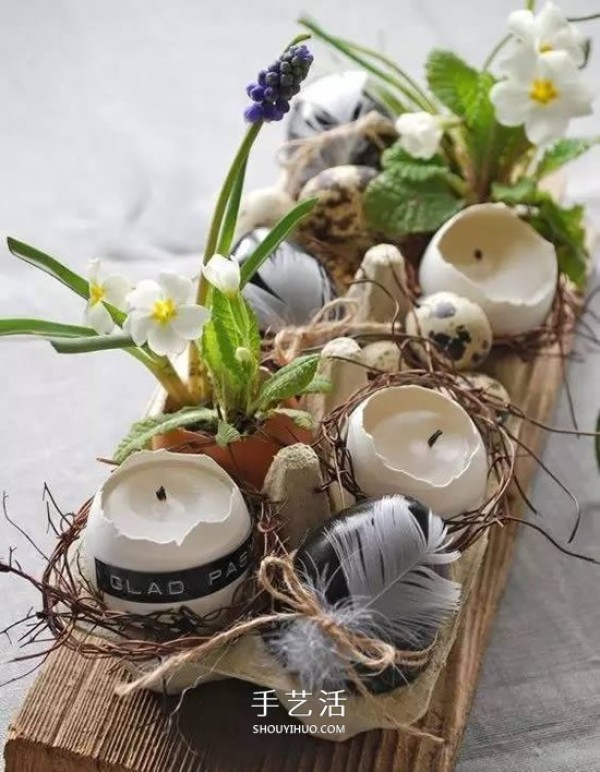 How to use egg shell waste to make romantic candle holders by hand