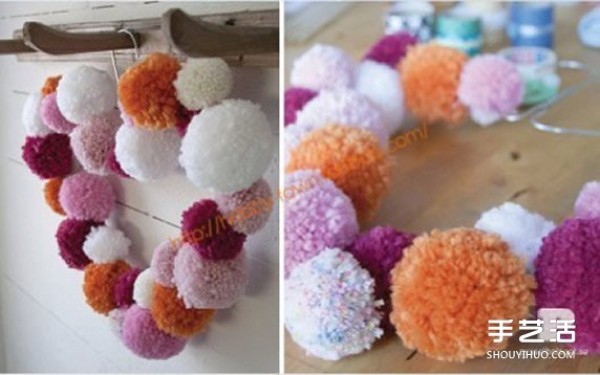 How to make DIY heart-shaped decorative pendants with wool balls