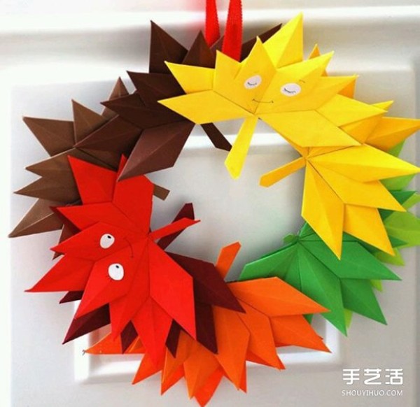 How to make origami maple leaves by hand, illustrations of folding origami maple leaves for children