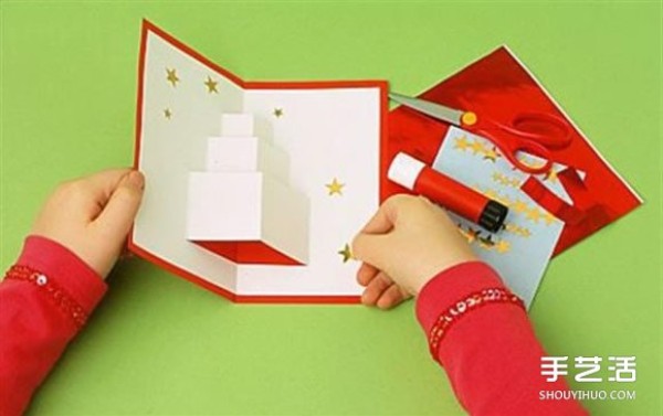 Simple Christmas greeting card making illustrations handmade Christmas card making pictures