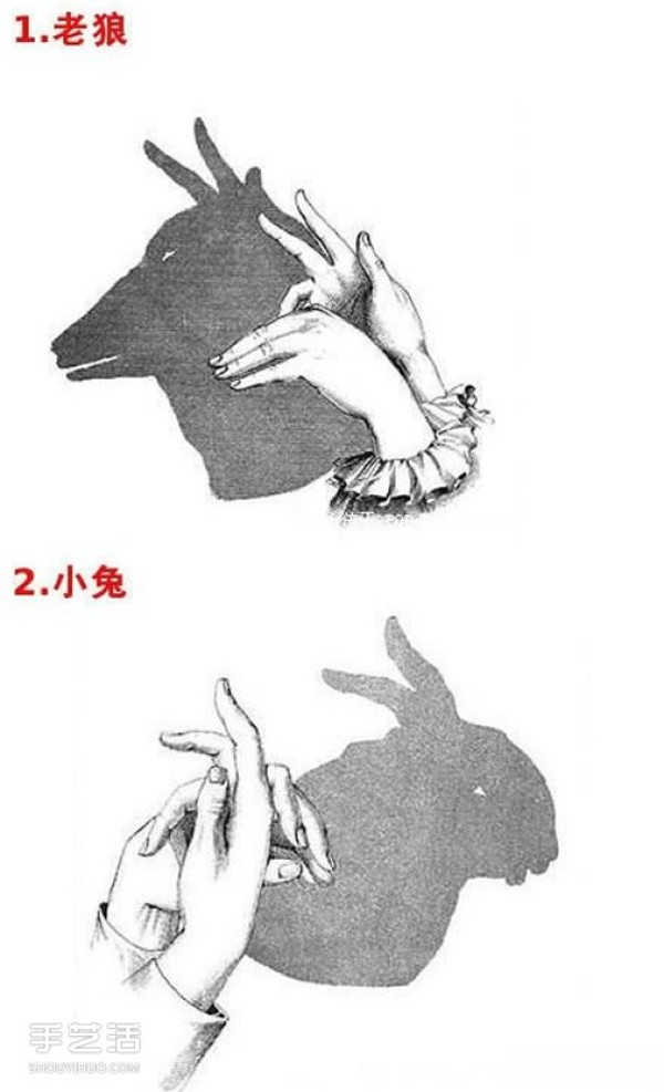 A collection of simple hand shadow pictures for teaching childrens hand shadow play pictures