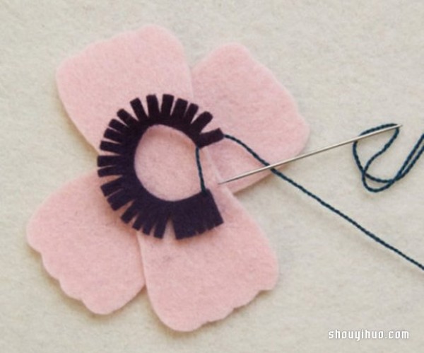 Illustration of how to make cute little flower handmade fabric refrigerator magnets