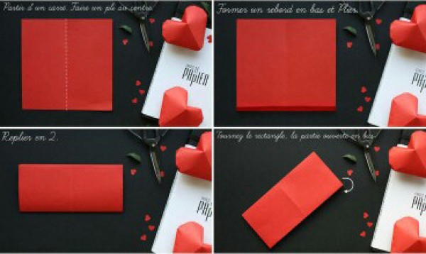 How to fold a three-dimensional origami heart, handmade origami three-dimensional heart diagram