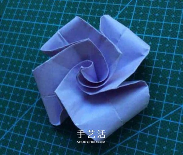 How to fold a super simple rose, easy origami illustration of a rose