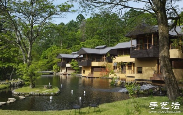 Japanese hotel decoration design that blends into natural landscapes