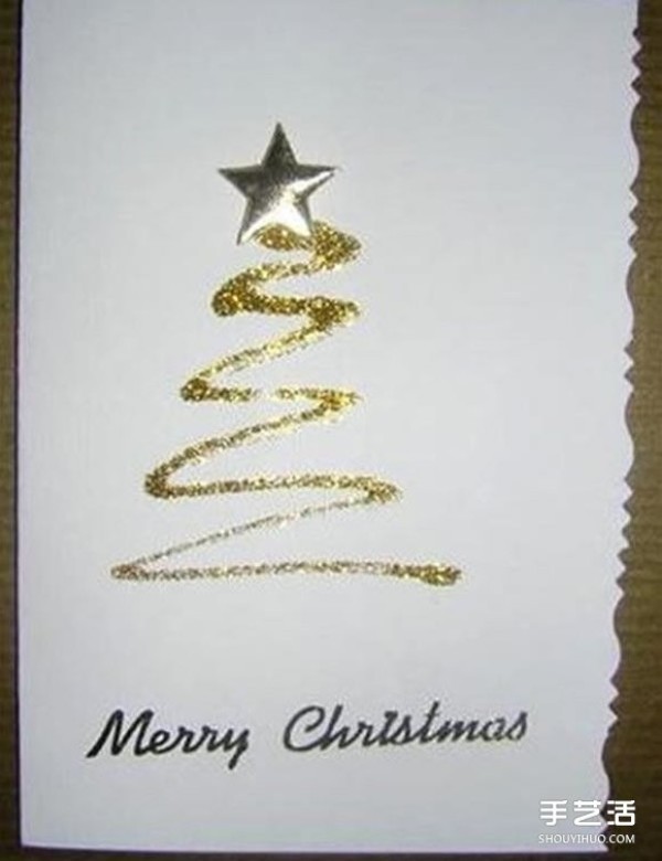 Simple Christmas greeting card making illustrations handmade Christmas card making pictures