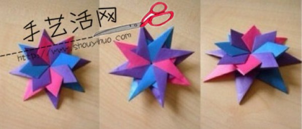 How to make origami three-dimensional stars, illustrations of folding three-dimensional stars by hand