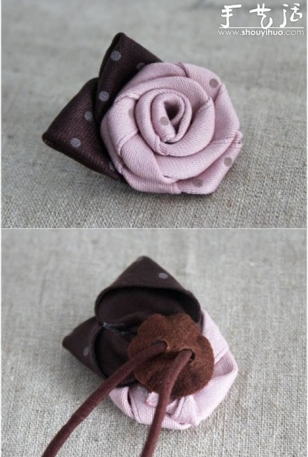 Handmade DIY tutorial for hair accessories: rose hair tie