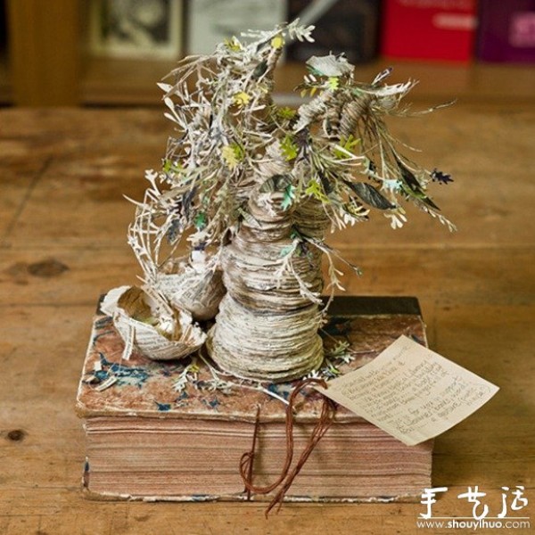 Paper sculptures made from DIY books and paper