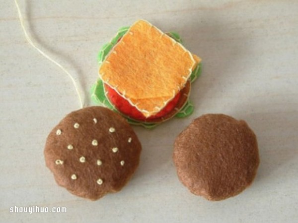 Non-woven mini hamburger fabric hand-making illustrated tutorial