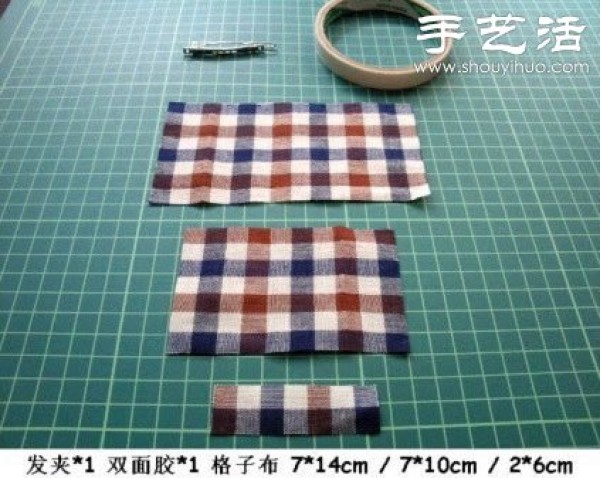 Handmade bow hairpins made of plaid cloth