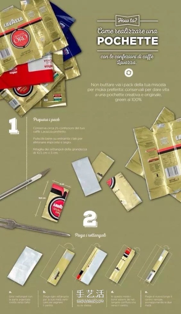 Illustration of how to use Tetra Pak waste to make fashionable clutch bags by hand