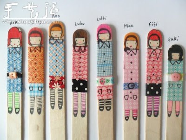 Cute little girl drawn on an ice cream stick