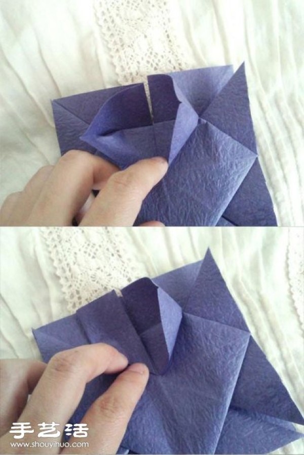 Handmade origami to make a hexahedral flower ball with a heart-shaped pattern