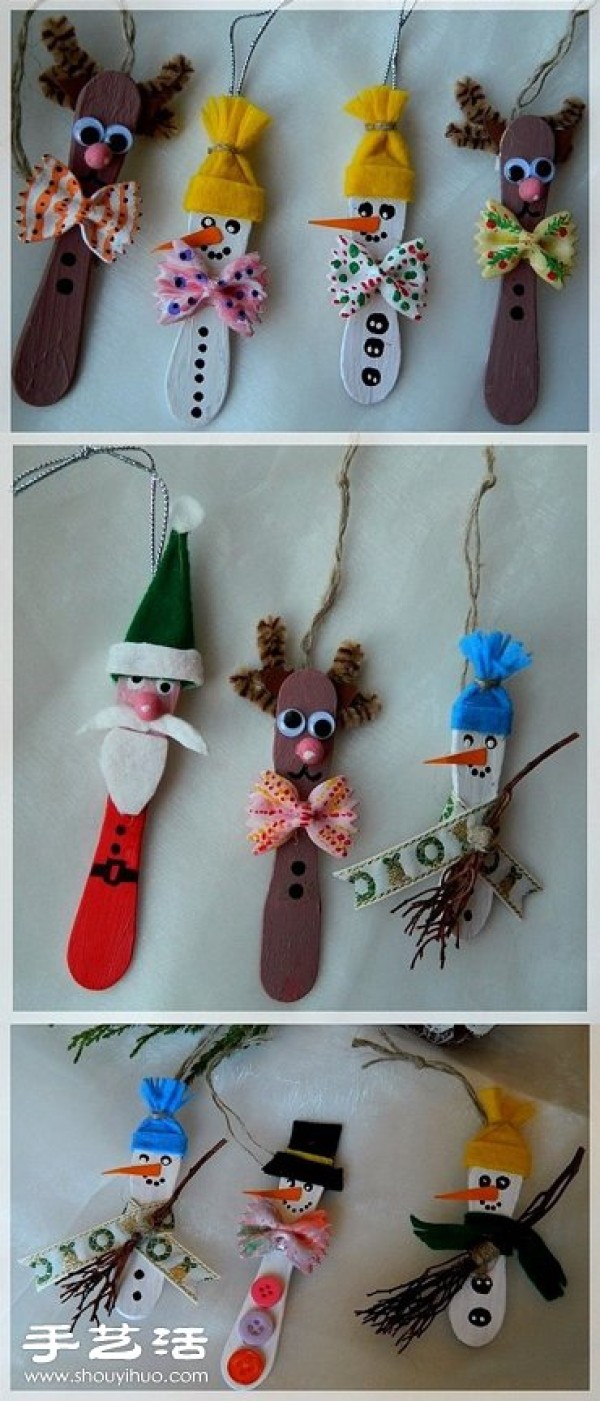 Handmade snowman with popsicle sticks, DIY snowman pendant with ice cream sticks